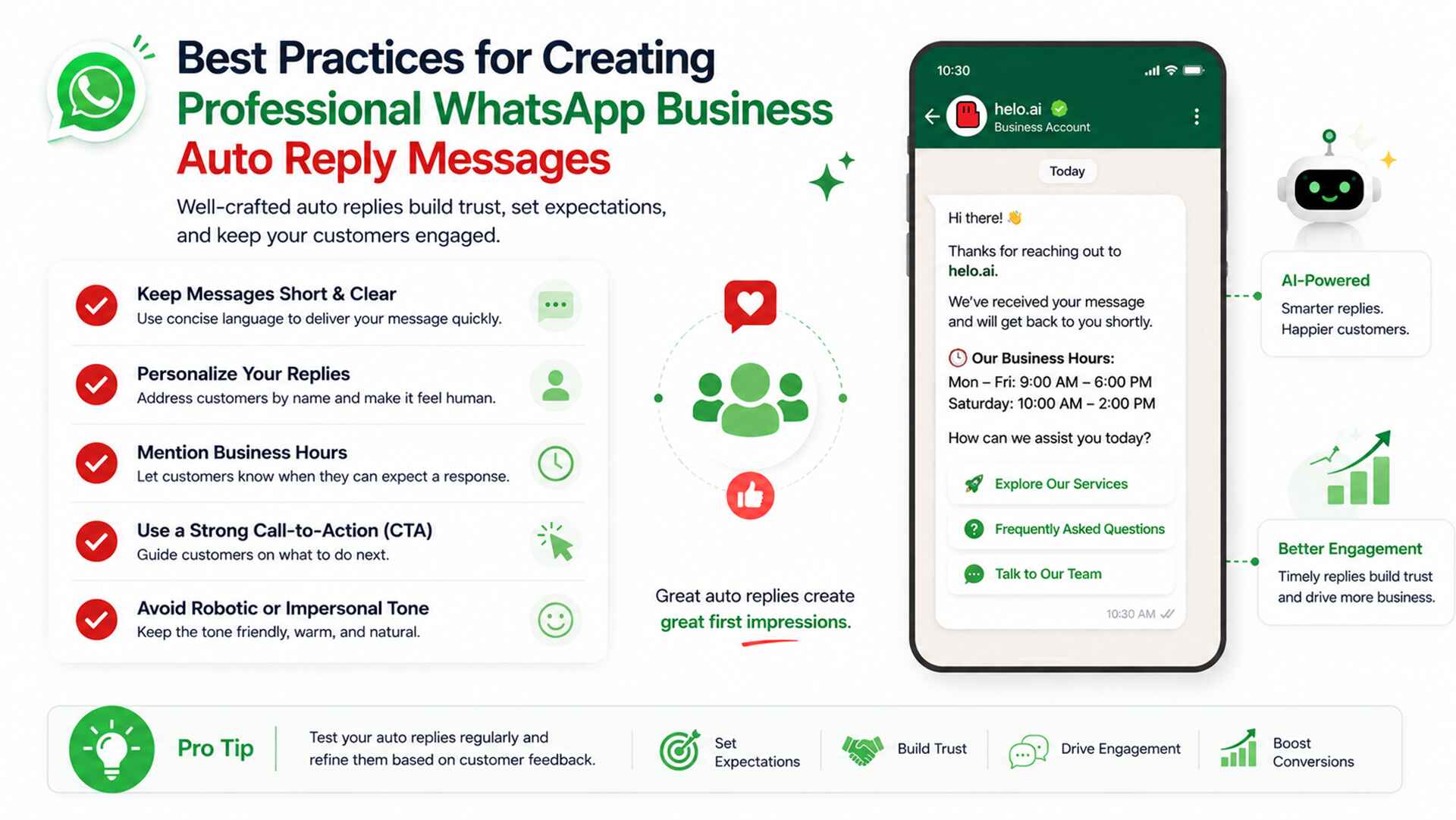Best practices checklist for creating professional WhatsApp Business auto reply messages