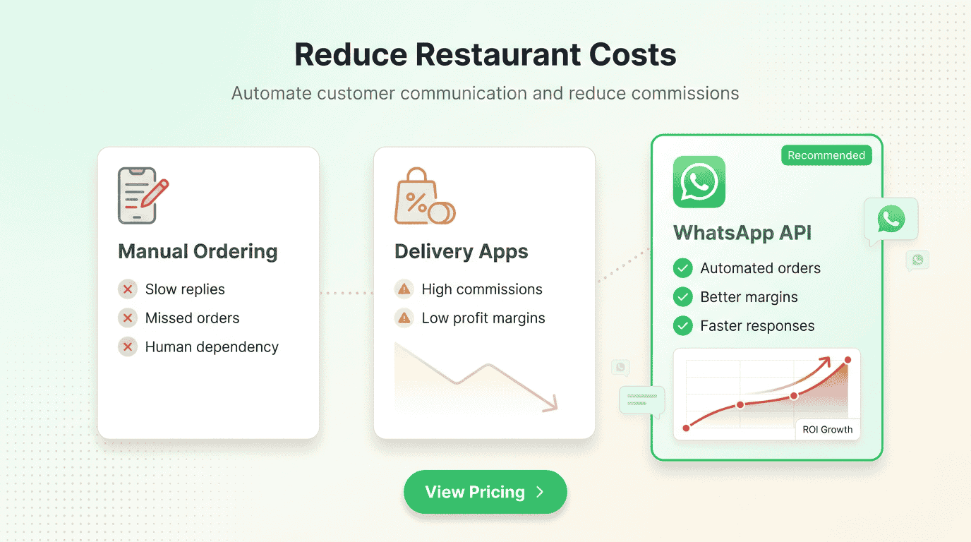 manual ordering vs delivery apps vs whatsapp api 