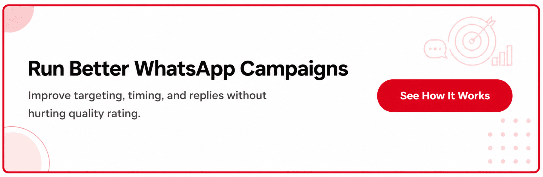 WhatsApp campaign optimization banner with targeting, timing, and reply quality improvement